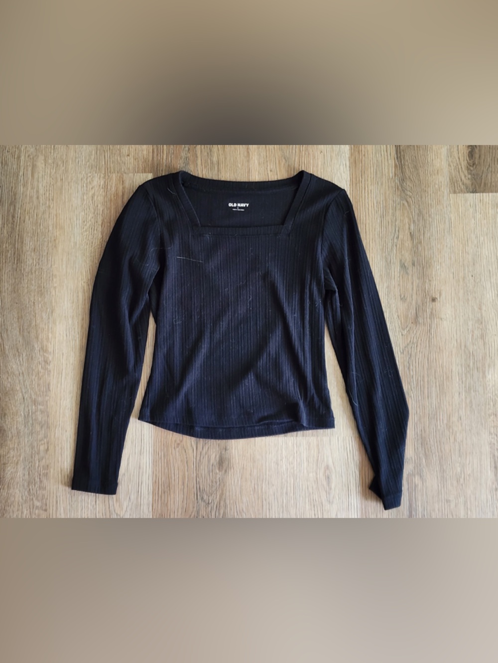 Old Navy Black Ribbed Square Neck Top